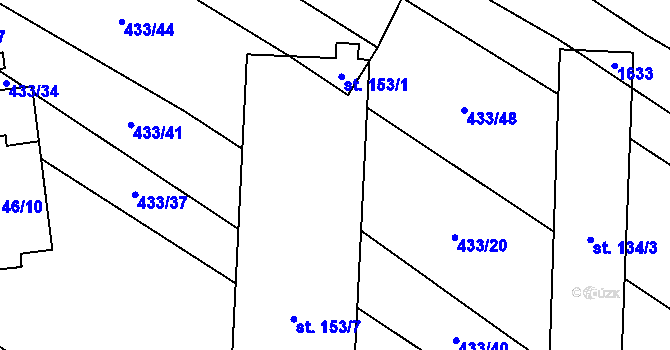 Parcela st. 153/4 v KÚ Malá Vrbka, Katastrální mapa