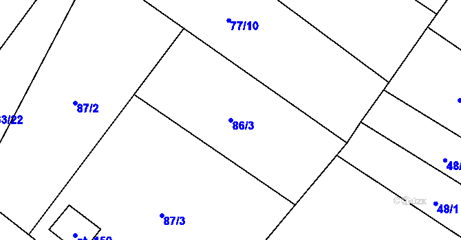 Parcela st. 86/3 v KÚ Malá Vrbka, Katastrální mapa