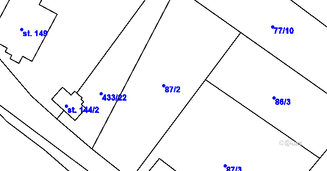 Parcela st. 87/2 v KÚ Malá Vrbka, Katastrální mapa