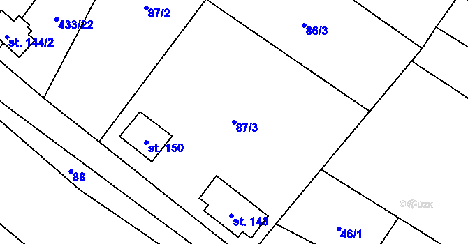 Parcela st. 87/3 v KÚ Malá Vrbka, Katastrální mapa