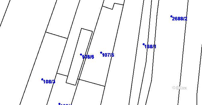 Parcela st. 107/5 v KÚ Malá Vrbka, Katastrální mapa