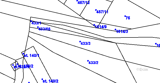 Parcela st. 433/3 v KÚ Malá Vrbka, Katastrální mapa