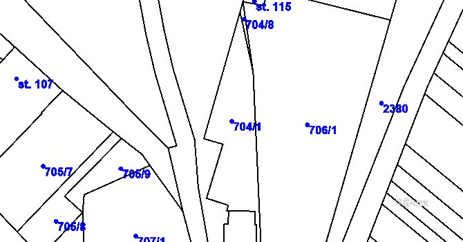 Parcela st. 704/1 v KÚ Malá Vrbka, Katastrální mapa