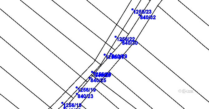 Parcela st. 1256/21 v KÚ Malá Vrbka, Katastrální mapa