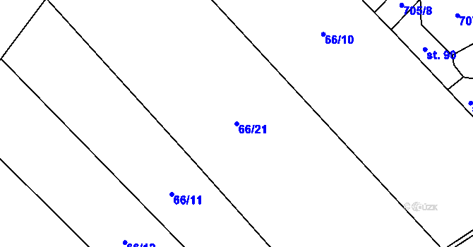 Parcela st. 66/21 v KÚ Malá Vrbka, Katastrální mapa