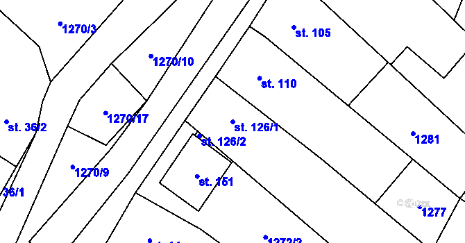 Parcela st. 126/1 v KÚ Malá Vrbka, Katastrální mapa