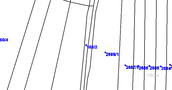 Parcela st. 168/2 v KÚ Malá Vrbka, Katastrální mapa