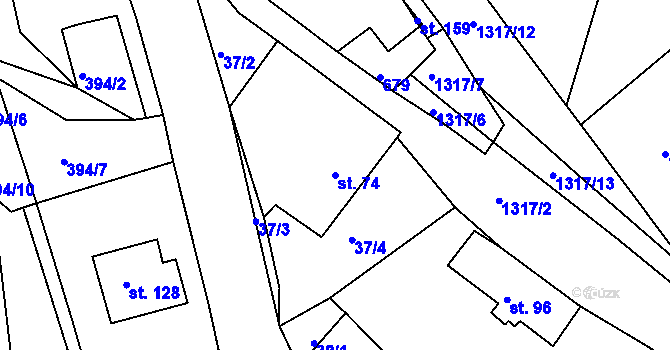 Parcela st. 74 v KÚ Malčín, Katastrální mapa