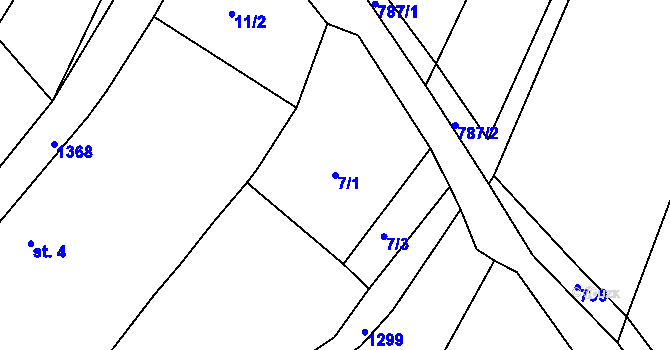 Parcela st. 7/1 v KÚ Malčín, Katastrální mapa