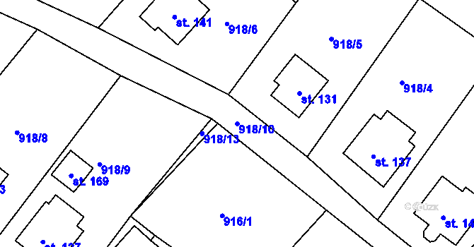 Parcela st. 918/10 v KÚ Malčín, Katastrální mapa