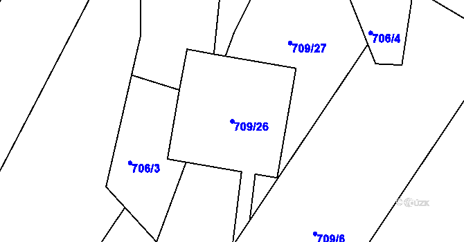 Parcela st. 709/26 v KÚ Malčín, Katastrální mapa