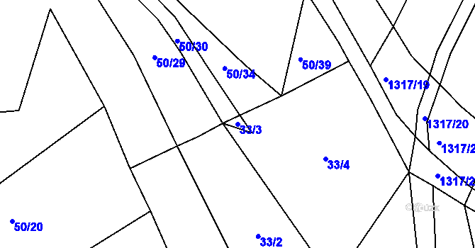 Parcela st. 33/3 v KÚ Malčín, Katastrální mapa