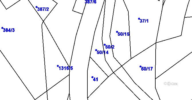 Parcela st. 50/14 v KÚ Malčín, Katastrální mapa