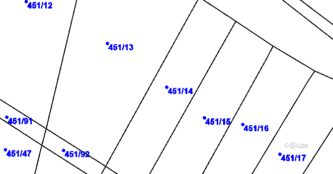 Parcela st. 451/14 v KÚ Malčín, Katastrální mapa