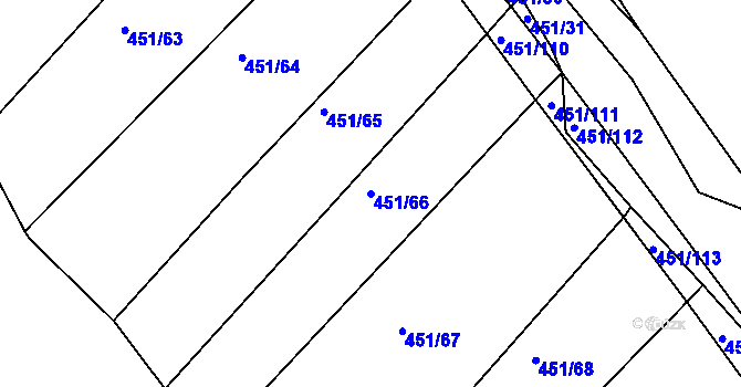 Parcela st. 451/66 v KÚ Malčín, Katastrální mapa