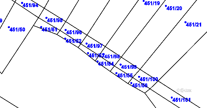 Parcela st. 451/98 v KÚ Malčín, Katastrální mapa