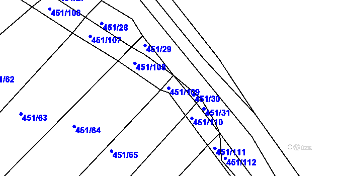 Parcela st. 451/109 v KÚ Malčín, Katastrální mapa