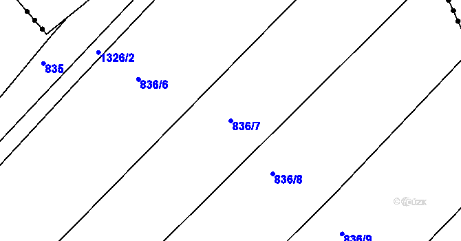 Parcela st. 836/7 v KÚ Malčín, Katastrální mapa
