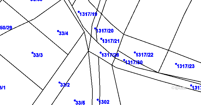 Parcela st. 1317/28 v KÚ Malčín, Katastrální mapa