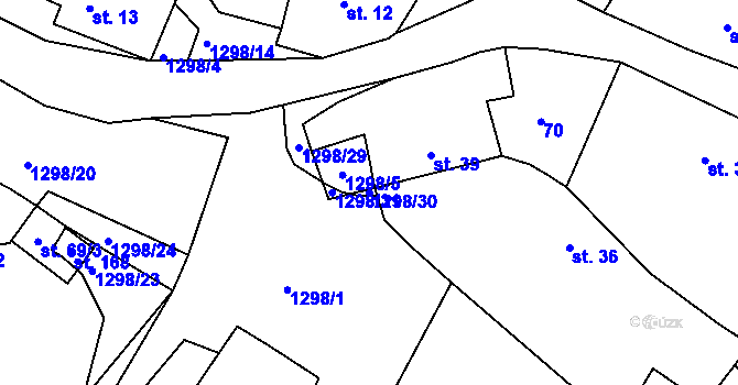 Parcela st. 1298/30 v KÚ Malčín, Katastrální mapa