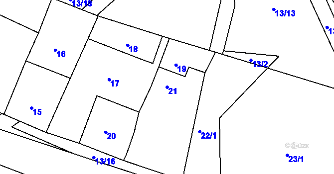 Parcela st. 21 v KÚ Malé Březno, Katastrální mapa