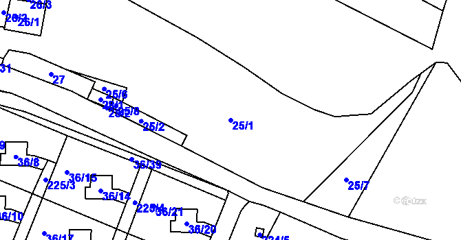 Parcela st. 25/1 v KÚ Malé Březno, Katastrální mapa