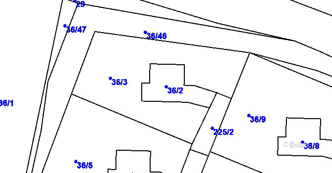 Parcela st. 36/2 v KÚ Malé Březno, Katastrální mapa