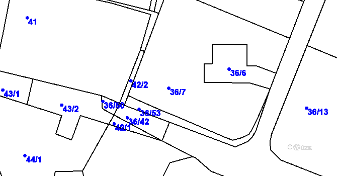 Parcela st. 36/7 v KÚ Malé Březno, Katastrální mapa