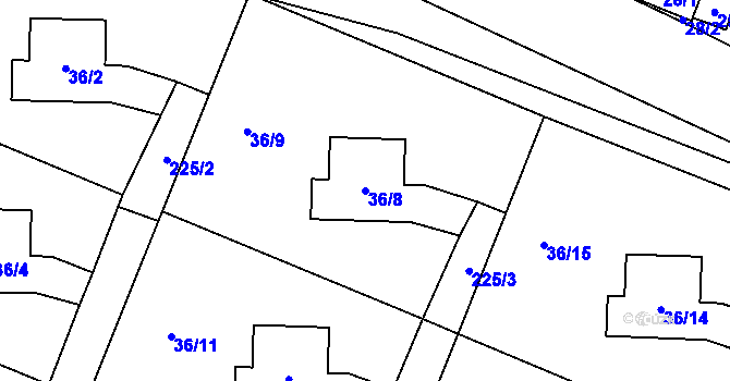 Parcela st. 36/8 v KÚ Malé Březno, Katastrální mapa