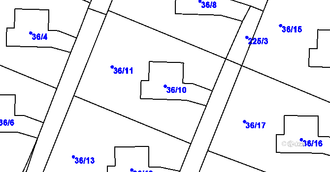 Parcela st. 36/10 v KÚ Malé Březno, Katastrální mapa