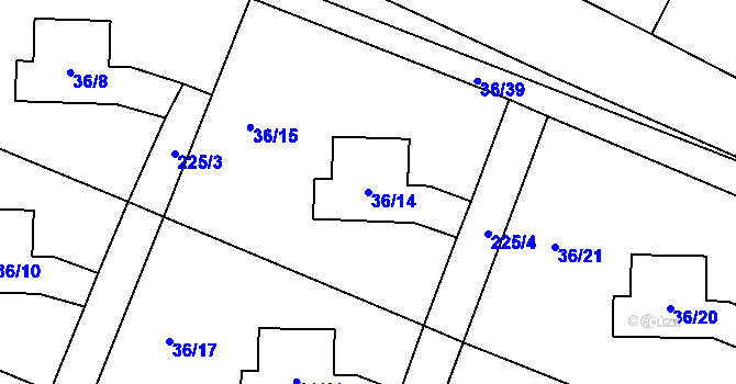 Parcela st. 36/14 v KÚ Malé Březno, Katastrální mapa