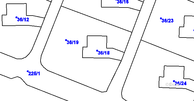 Parcela st. 36/18 v KÚ Malé Březno, Katastrální mapa
