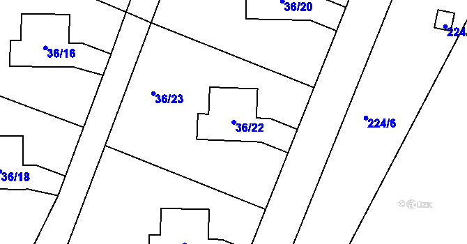 Parcela st. 36/22 v KÚ Malé Březno, Katastrální mapa