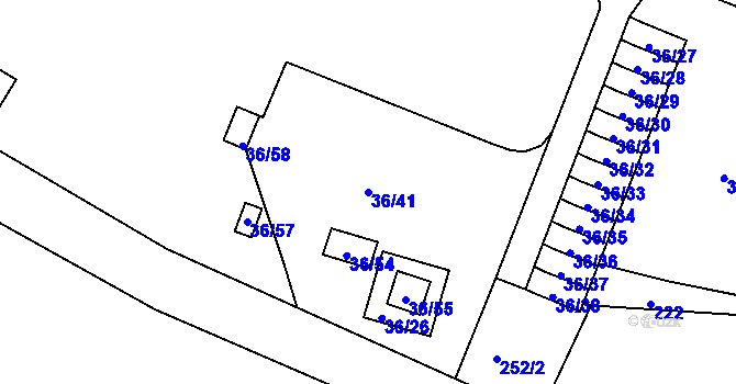 Parcela st. 36/41 v KÚ Malé Březno, Katastrální mapa