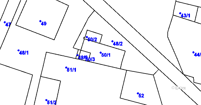 Parcela st. 50/1 v KÚ Malé Březno, Katastrální mapa