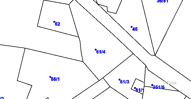 Parcela st. 61/4 v KÚ Malé Březno, Katastrální mapa