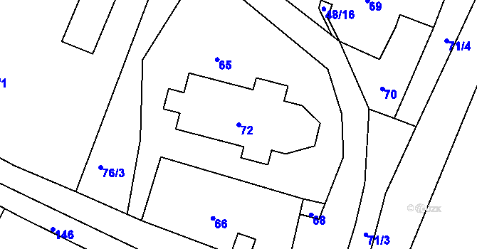 Parcela st. 72 v KÚ Malé Březno, Katastrální mapa