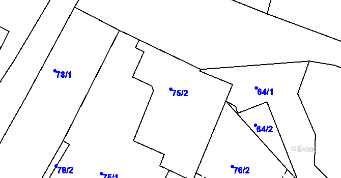 Parcela st. 75/2 v KÚ Malé Březno, Katastrální mapa