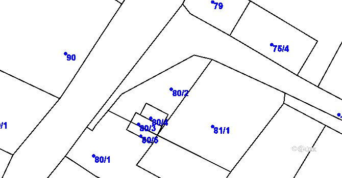 Parcela st. 80/2 v KÚ Malé Březno, Katastrální mapa
