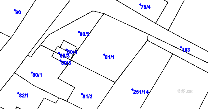 Parcela st. 81/1 v KÚ Malé Březno, Katastrální mapa