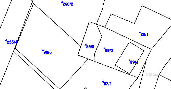 Parcela st. 89/6 v KÚ Malé Březno, Katastrální mapa