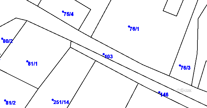 Parcela st. 103 v KÚ Malé Březno, Katastrální mapa