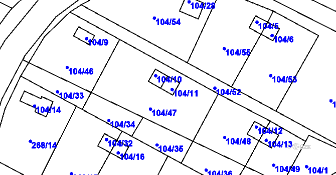 Parcela st. 104/11 v KÚ Malé Březno, Katastrální mapa