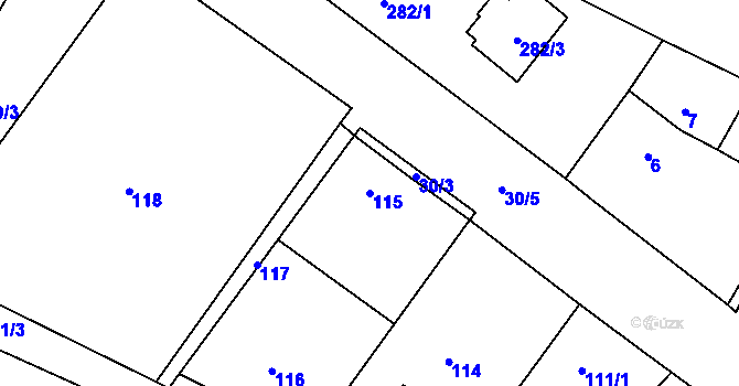 Parcela st. 115 v KÚ Malé Březno, Katastrální mapa