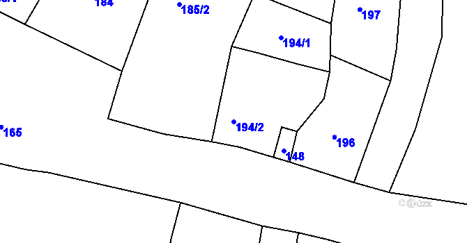 Parcela st. 194/2 v KÚ Malé Březno, Katastrální mapa