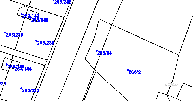 Parcela st. 255/14 v KÚ Malé Březno, Katastrální mapa