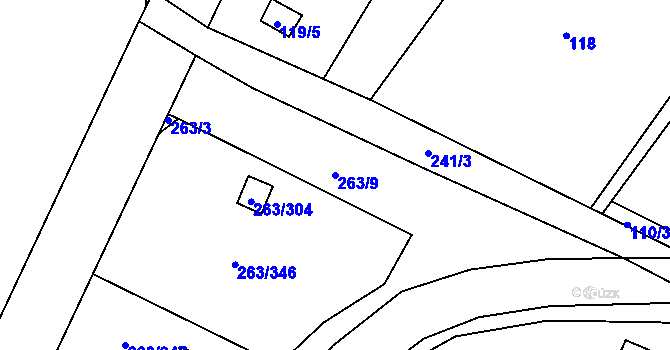 Parcela st. 263/9 v KÚ Malé Březno, Katastrální mapa