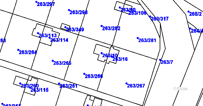 Parcela st. 263/10 v KÚ Malé Březno, Katastrální mapa