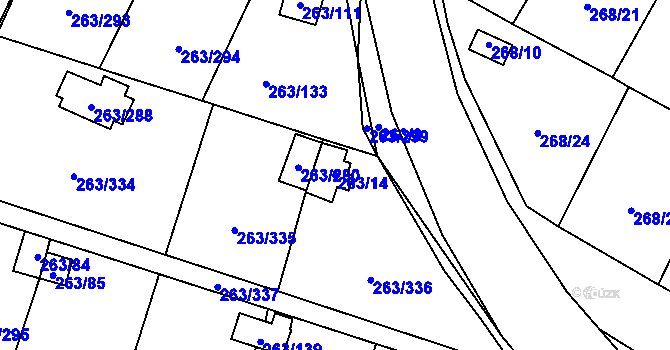 Parcela st. 263/14 v KÚ Malé Březno, Katastrální mapa