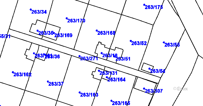 Parcela st. 263/18 v KÚ Malé Březno, Katastrální mapa